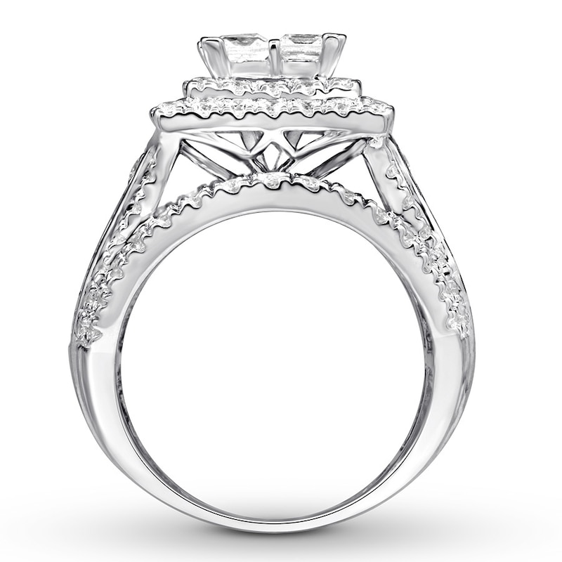 Main Image 2 of Previously Owned Diamond Engagement Ring 4 ct tw Princess/Round 14K White Gold