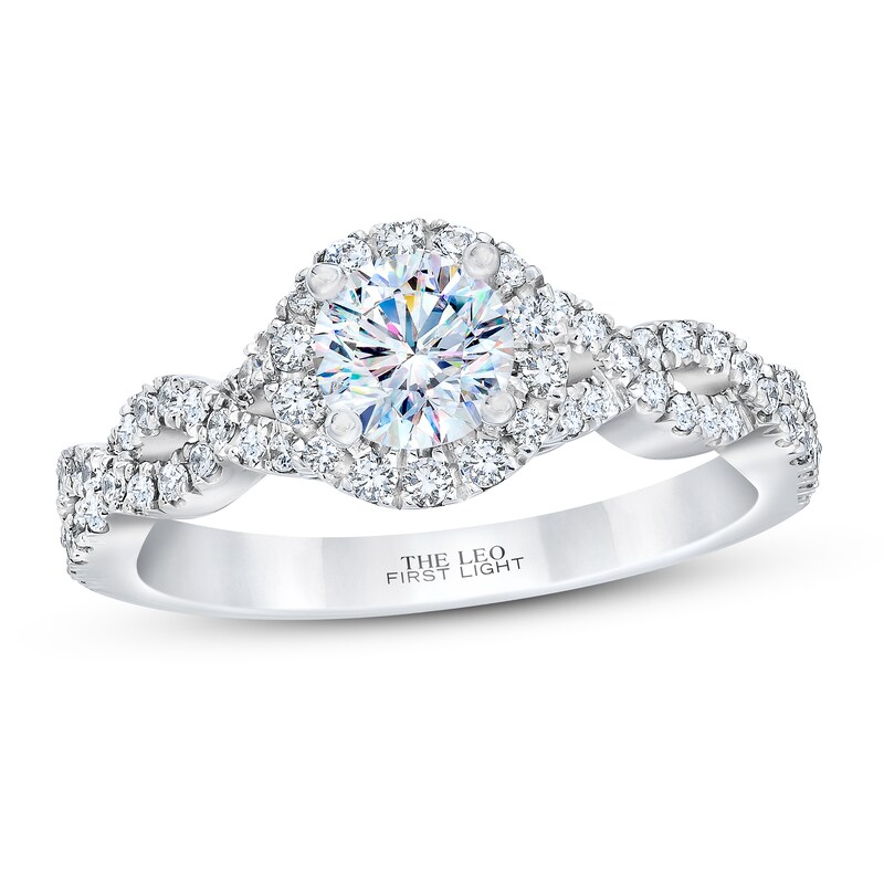 Main Image 1 of Previously Owned THE LEO First Light Diamond Engagement Ring 7/8 ct tw 14K White Gold