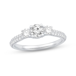 Previously Owned The Kiss Three-Stone Diamond Engagement Ring 1 ct tw Round-cut Platinum