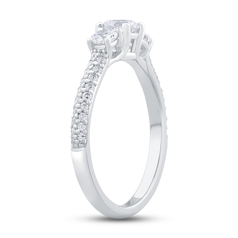 Main Image 2 of Previously Owned The Kiss Three-Stone Diamond Engagement Ring 1 ct tw Round-cut Platinum