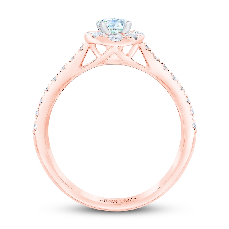 Main Image 3 of Previously Owned THE LEO First Light Diamond Round-Cut Halo Engagement Ring 5/8 ct tw 14K Rose Gold Size 8