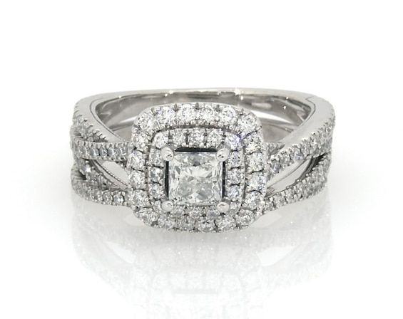 Previously Owned Neil Lane Princess-Cut Diamond Bridal Set 1-1/4 ct tw 14K White Gold Size 5