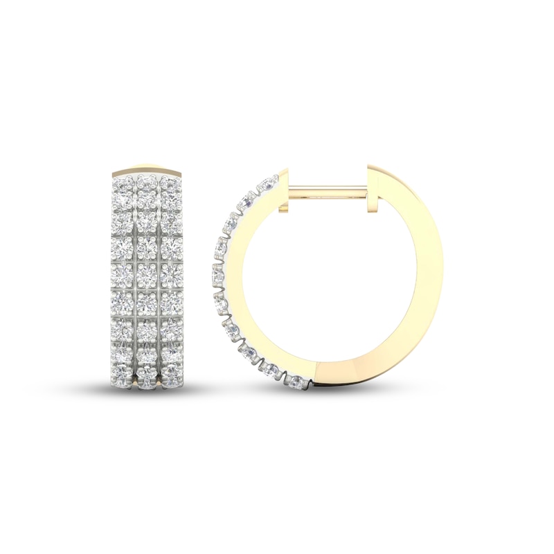 Main Image 1 of Previously Owned Men's Diamond Huggie Hoop Earrings 1/3 ct tw Round-cut 10K Yellow Gold