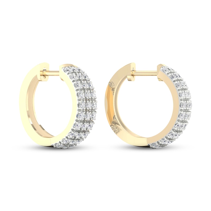 Main Image 2 of Previously Owned Men's Diamond Huggie Hoop Earrings 1/3 ct tw Round-cut 10K Yellow Gold