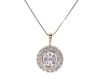 Thumbnail Image 1 of Previously Owned Diamond Halo Necklace 1/2 ct tw Round-cut 10K Two-Tone Gold 18"
