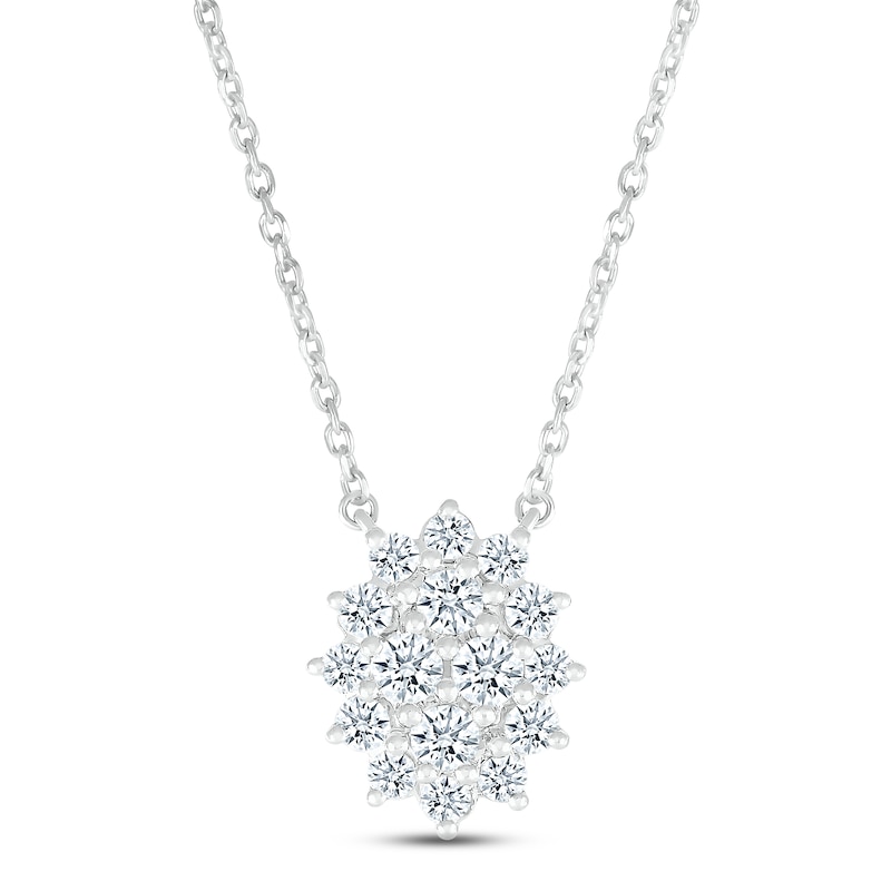 Main Image 1 of Previously Owned Diamond Necklace 1/2 ct tw Round-cut 14K White Gold 18&quot;