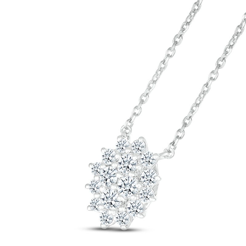 Main Image 2 of Previously Owned Diamond Necklace 1/2 ct tw Round-cut 14K White Gold 18&quot;