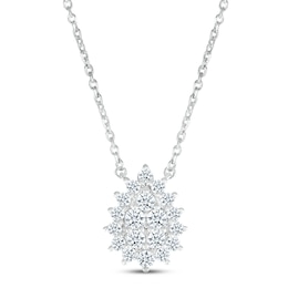 Previously Owned Diamond Teardrop Necklace 1/2 ct tw Round-cut 14K White Gold 18"