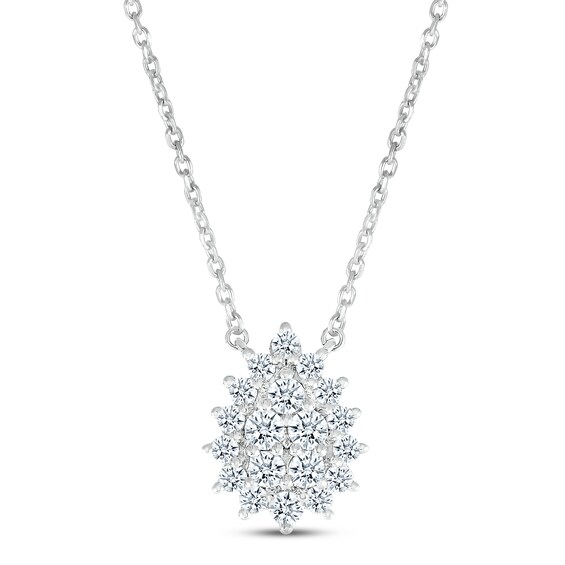 Previously Owned Diamond Teardrop Necklace 1/2 ct tw Round-cut 14K White Gold 18"