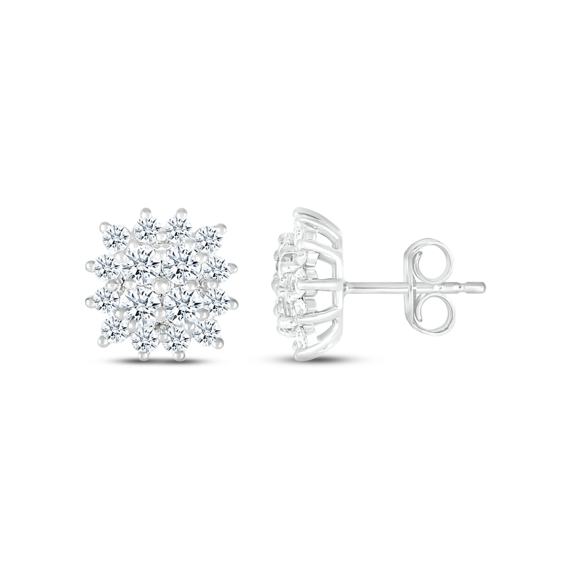 Main Image 3 of Previously Owned Diamond Stud Earrings 3/4 ct tw Round-cut 14K White Gold
