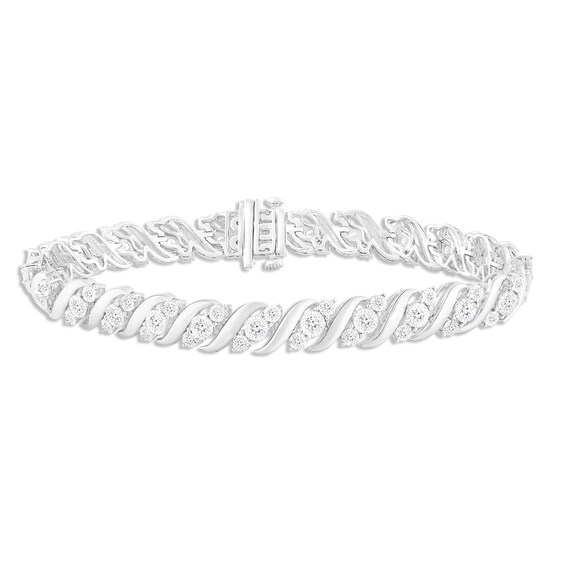 Previously Owned Diamond Swirl Bracelet 1 ct tw Sterling Silver 7.25"