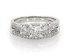 Thumbnail Image 1 of Previously Owned Diamond Three-Stone Halo Bridal Set 1-1/3 ct tw 14K White Gold Size 9