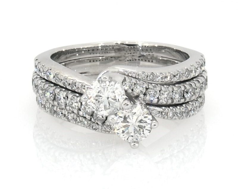 Main Image 1 of Previously Owned Ever Us Round-Cut Diamond Bridal Set 1-1/5 ct tw 14K White Gold Size 5