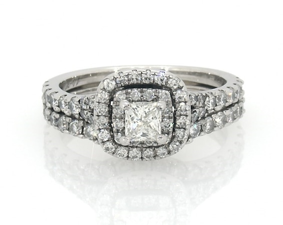 Previously Owned Neil Lane Princess-Cut Diamond Bridal Set 1-1/3 ct tw 14K White Gold Size 6.5