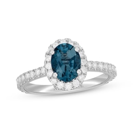 Previously Owned Neil Lane Oval-Cut London Blue Topaz & Diamond Engagement Ring 5/8 ct tw 14K White Gold