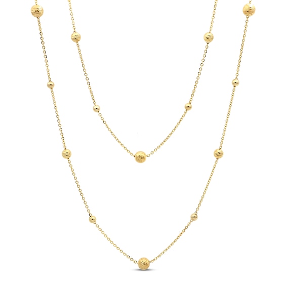 Previously Owned Italian Beaded Necklace 14K Yellow Gold 30"