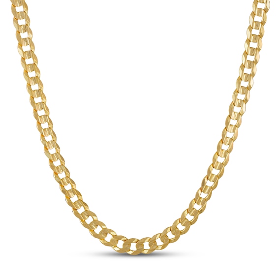 Previously Owned Italian Flat Curb Chain Necklace Solid 10K Yellow Gold 24"