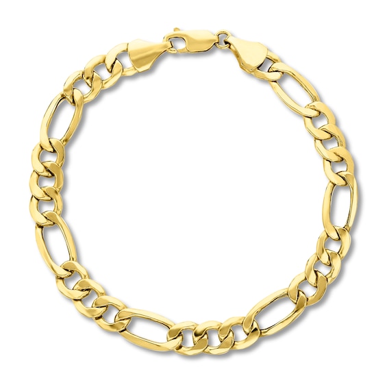 Previously Owned Figaro Link Bracelet Hollow 10K Yellow Gold 9"