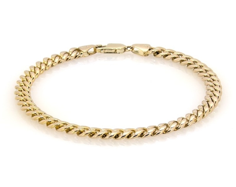 Main Image 1 of Previously Owned Curb Chain Bracelet Semi-Solid 14K Yellow Gold 7.5&quot;