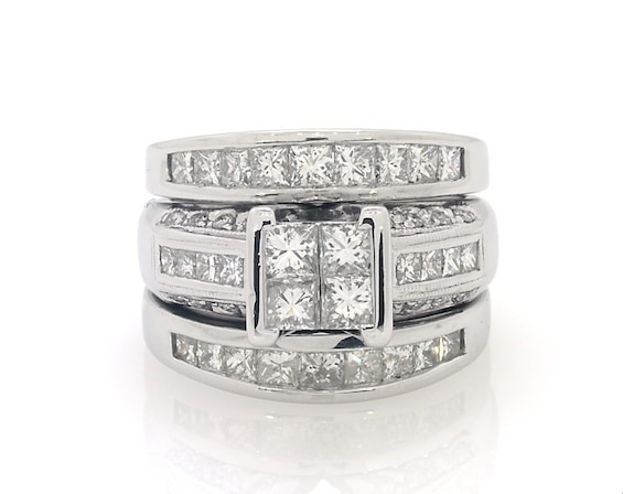 Previously Owned Princess-Cut Quad Diamond Bridal Set 2 ct tw 14K White Gold 5