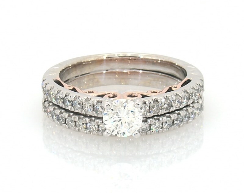 Main Image 1 of Previously Owned Adrianna Papell Round-Cut Diamond Bridal Set 1 ct tw 14K Two-Tone Gold Size 5.5