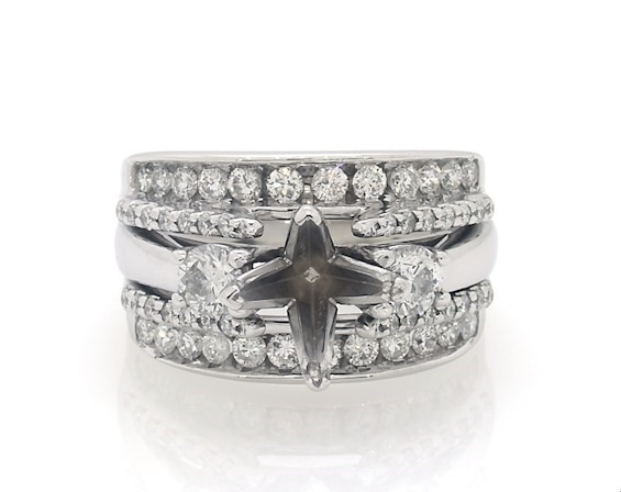 Previously Owned Diamond Ring Setting Bridal Set 1-1/2 ct tw 14K White Gold Size 8