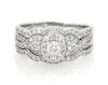 Thumbnail Image 1 of Previously Owned Round-Cut Diamond Oval Halo Bridal Set 1 ct tw 14K White Gold Size 9.75