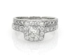 Thumbnail Image 1 of Previously Owned Princess-Cut Diamond Halo Bridal Set 1-1/5 ct tw 14K White Gold Size 8