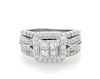 Thumbnail Image 1 of Previously Owned Princess-Cut Quad Diamond Halo Bridal Set 1-1/2 ct tw 14K White Gold Size 6