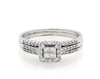 Thumbnail Image 1 of Previously Owned Princess-Cut Quad Diamond Cushion Halo Bridal Set 7/8 ct tw 14K White Gold Size 10.5