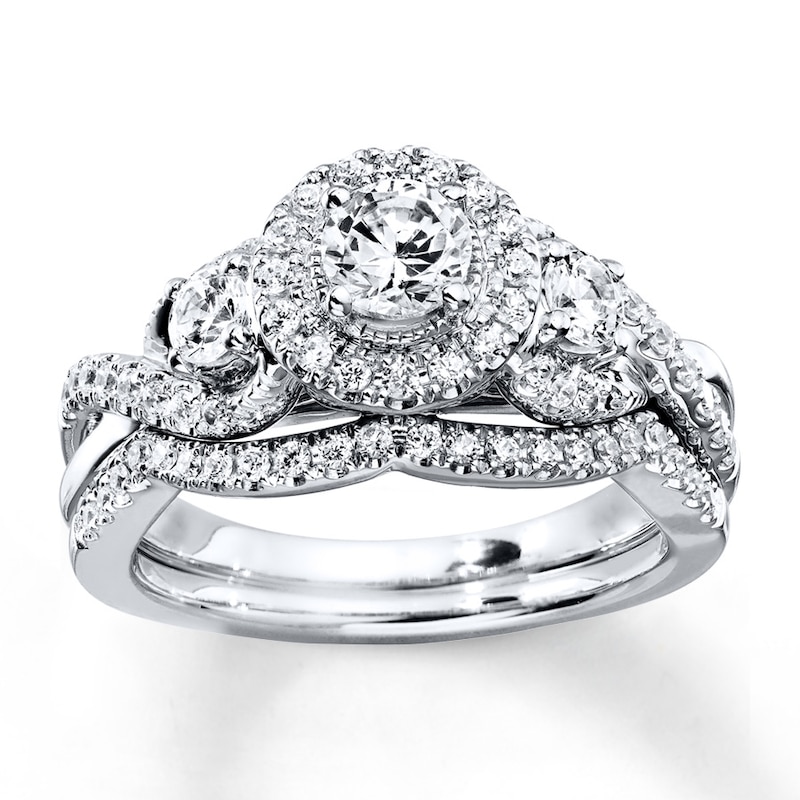 Main Image 1 of Previously Owned Diamond Bridal Set 1 ct tw Round-cut 14K White Gold Size 8.5