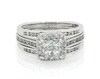 Thumbnail Image 1 of Previously Owned Princess-Cut Quad Diamond Halo Bridal Set 1-1/4 ct tw 14K White Gold Size 8