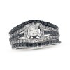 Thumbnail Image 1 of Previously Owned Black & White Diamond Bridal Set 1-1/3 ct tw Princess & Round-Cut 14K White Gold Size 6.5