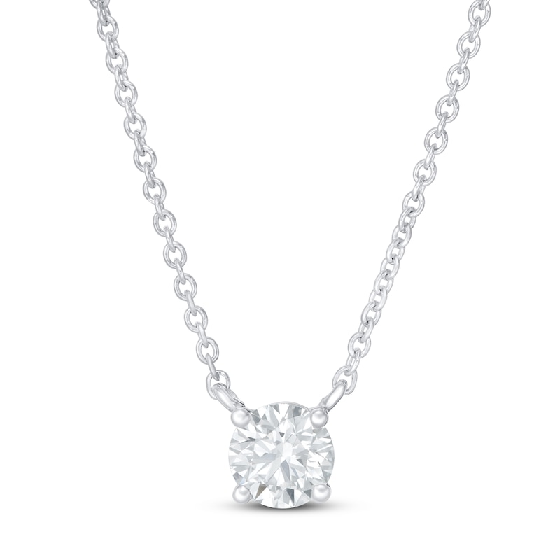 Main Image 1 of Previously Owned KAY Lab-Grown Diamonds Solitaire Necklace 1/2 ct tw 14K White Gold 19&quot;