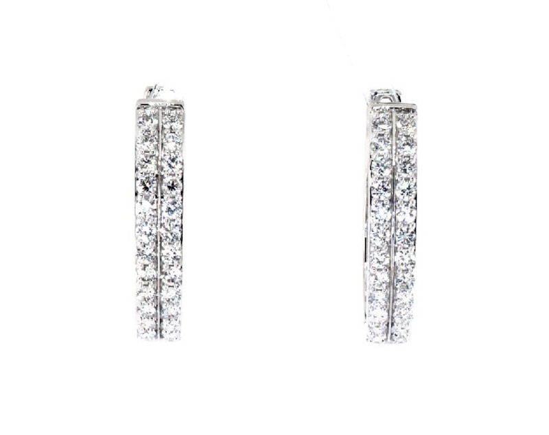 Main Image 1 of Previously Owned KAY Lab-Grown Diamonds Hoop Earrings 1 ct tw 14K White Gold