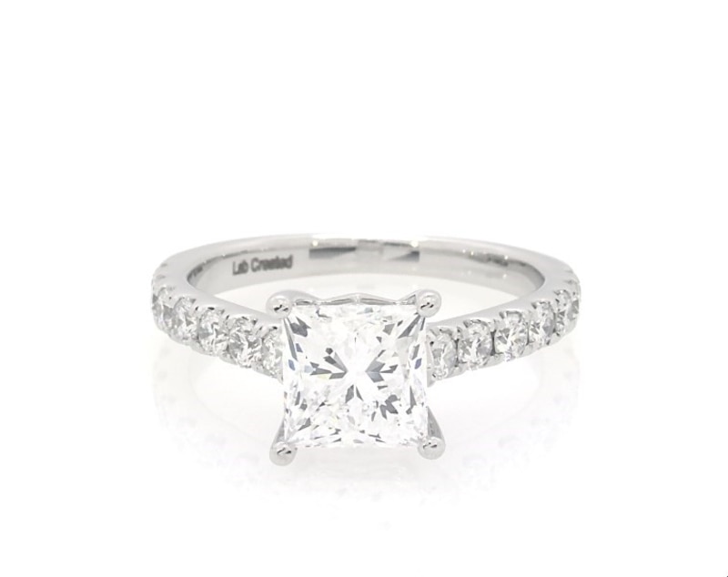 Previously Owned THE LEO Legacy Lab-Created Diamond Princess-Cut Engagement Ring 1-7/8 ct tw 14K White Gold