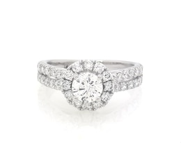 Previously Owned Lab-Grown Diamonds Round-Cut Halo Engagement Ring 1-1/4 ct tw 14K White Gold