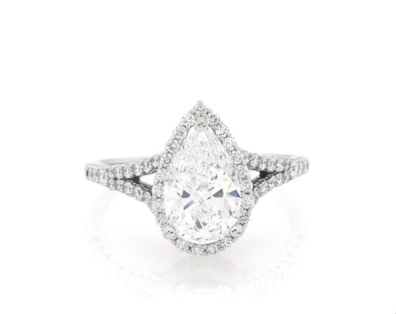Main Image 1 of Previously Owned Lab-Grown Diamonds Pear Shaped Engagement Ring 2-1/2 ct tw 14K White Gold