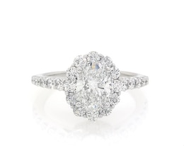 Previously Owned Lab-Grown Diamonds Oval-Cut Halo Engagement Ring 1-3/4 ct tw 14K White Gold Size 9