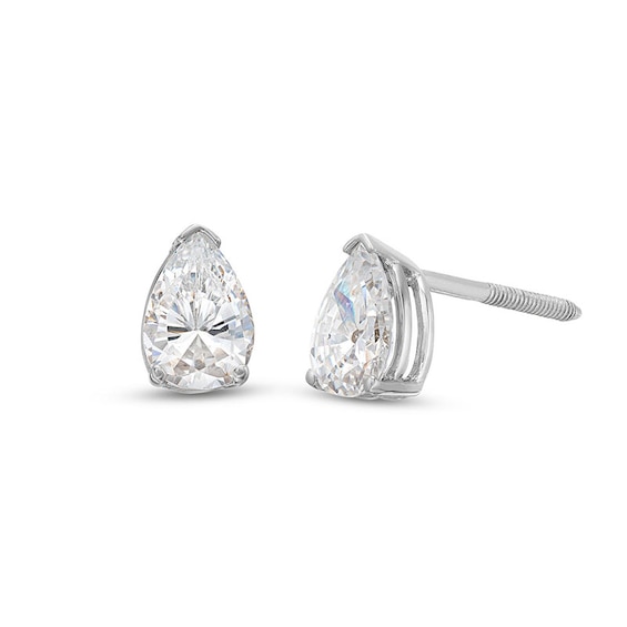 Previously Owned KAY Lab-Grown Diamonds Pear-Shaped Solitaire Stud Earrings 1 ct tw 14K White Gold (F/SI2)