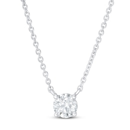 Previously Owned KAY Lab-Grown Diamonds Solitaire Necklace 1/2 ct tw 14K White Gold 18" (F/SI2)