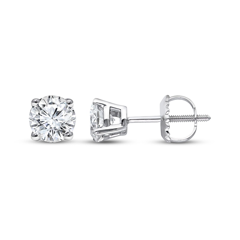 Main Image 1 of Previously Owned Lab-Created Diamonds by KAY Solitaire Stud Earrings 1-1/2 ct tw 10K White Gold (I/SI2)
