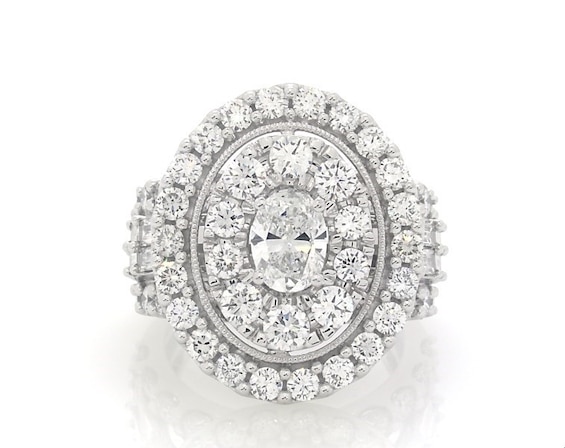 Previously Owned Lab-Grown Diamonds Oval-Shaped Engagement Ring 5 ct tw 14K White Gold
