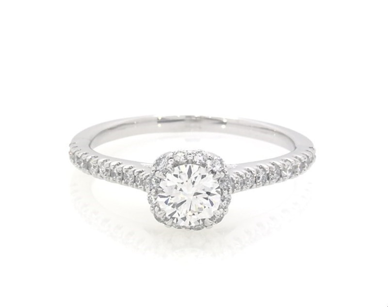 Main Image 1 of Previously Owned Lab-Grown Diamonds Engagement Ring 3/4 ct tw Round-cut 14K White Gold