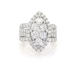 Previously Owned Lab-Grown Diamonds Multi-Diamond Center Marquise Engagement Ring 4 ct tw Round-cut 14K White Gold
