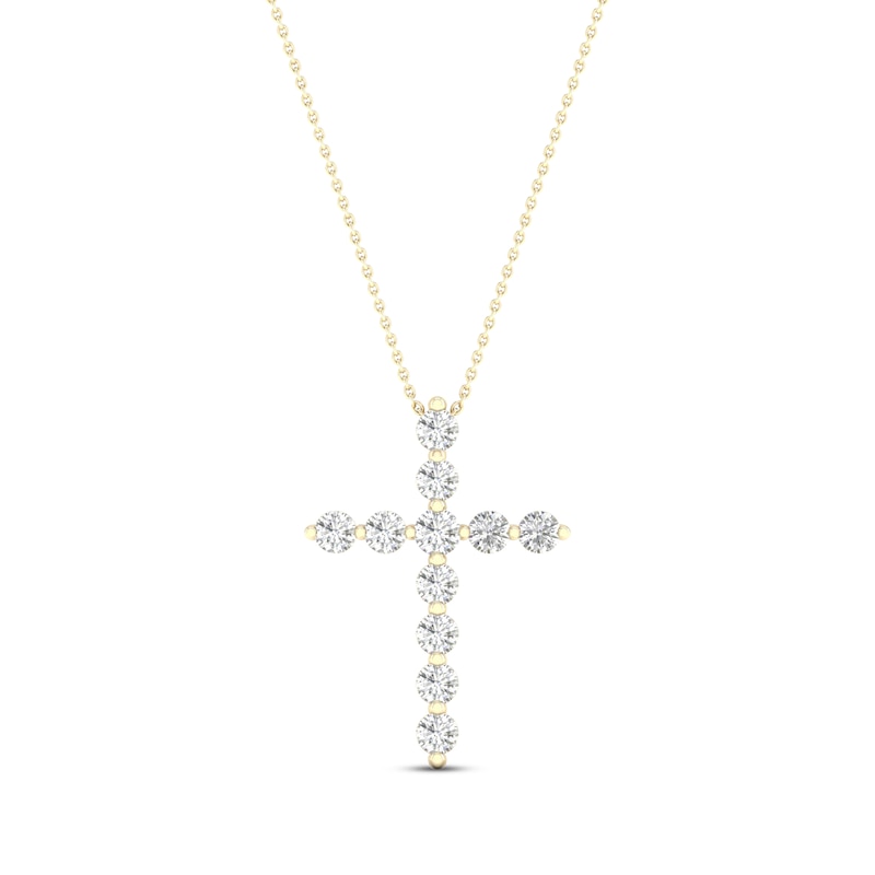 Main Image 1 of Previously Owned KAY Lab-Grown Diamonds Cross Necklace 1/2 ct tw 14K Yellow Gold 18"