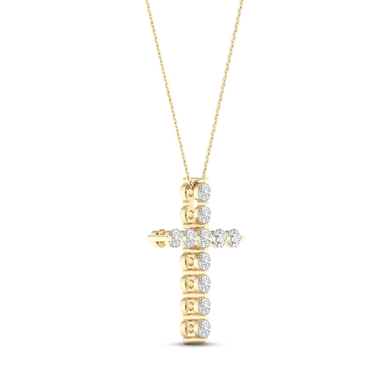 Main Image 2 of Previously Owned KAY Lab-Grown Diamonds Cross Necklace 1/2 ct tw 14K Yellow Gold 18"