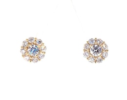 Previously Owned KAY Lab-Grown Diamonds Flower Stud Earrings 1 ct tw Round-Cut 14K Yellow Gold