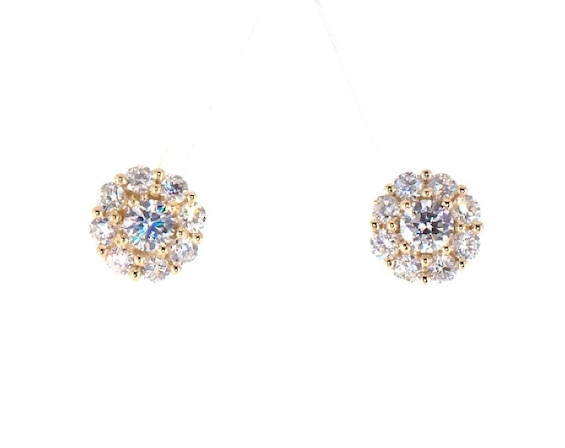 Previously Owned KAY Lab-Grown Diamonds Flower Stud Earrings 1 ct tw Round-Cut 14K Yellow Gold