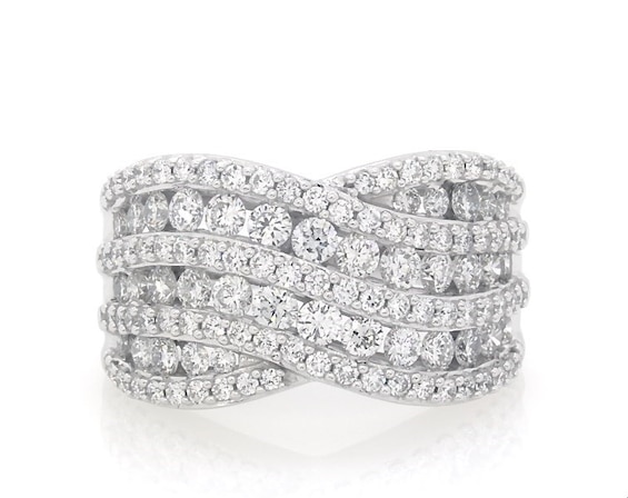 Previously Owned Lab-Created Diamonds by KAY Multi-Row Diamond Ring 2 ct tw 14K White Gold